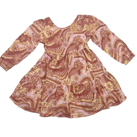 Cotton On Retro Floral Neutral Double Gauze Dress - Picture 1 of 7